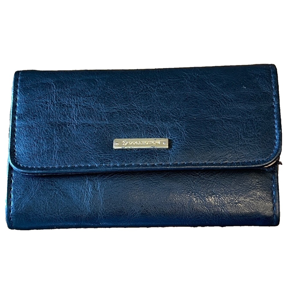 S Collection‎ Black Faux Leather ID Card Holder  Purse 4x6" Billfold ID Credit